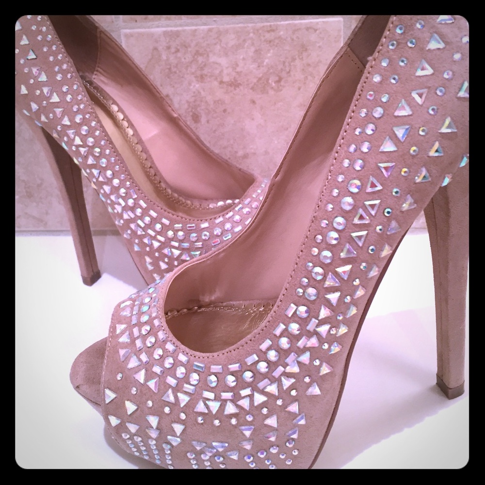 Rhinestone Tan Shii Heels